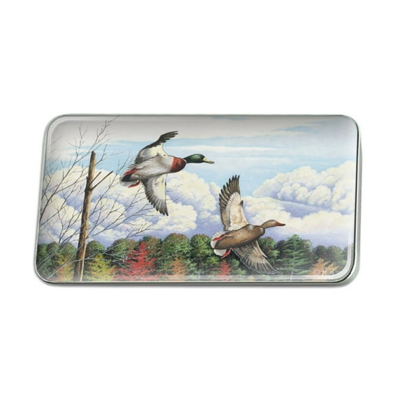Mallard Ducks Flying Hunting Metal Rectangle Lapel Hat Pin Tie Tack Pinback