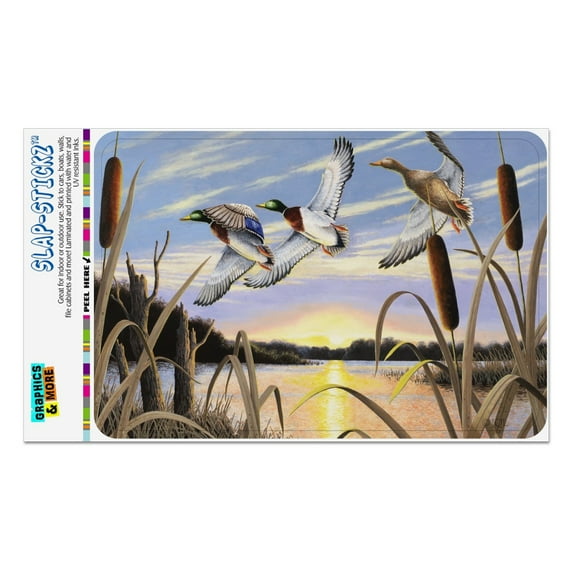 Mallard Ducks Flying Over Pond Lake Painting Home Business Office Sign