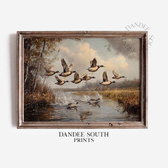 Mallard Ducks Poster, Rustic Wildlife Wall Art, Nature Inspired Farmhouse Decor UNFRAMED PAPER POSTER