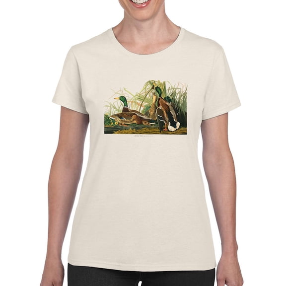 Mallard Ducks. T-Shirt Women -John James Audubon Designs, Female Medium