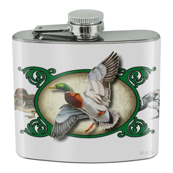 Mallard Ducks Wildlife Deco Stainless Steel 5oz Hip Drink Kidney Flask