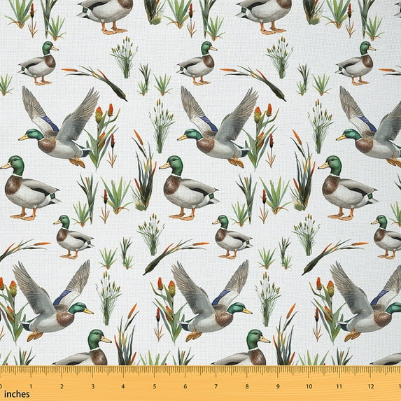 Mallard Fabric By The Yard,Wild Animal Duck Upholstery Fabric,Hunting Wildlife Flying Decorative Fabric,Rustic Farmhouse Nature Indoor Outdoor Fabric for Quilting Sewing,3 Yards