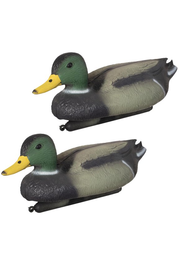Mallard Green Duck Decoy for Hunting Lifelike Design - Feather Pattern Waterfowl Attractor, 2 Pc