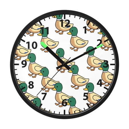 Mallard Indian Runner Ducks Wall Clock 12 Inch Voice Activated Night Light Silent Non Ticking