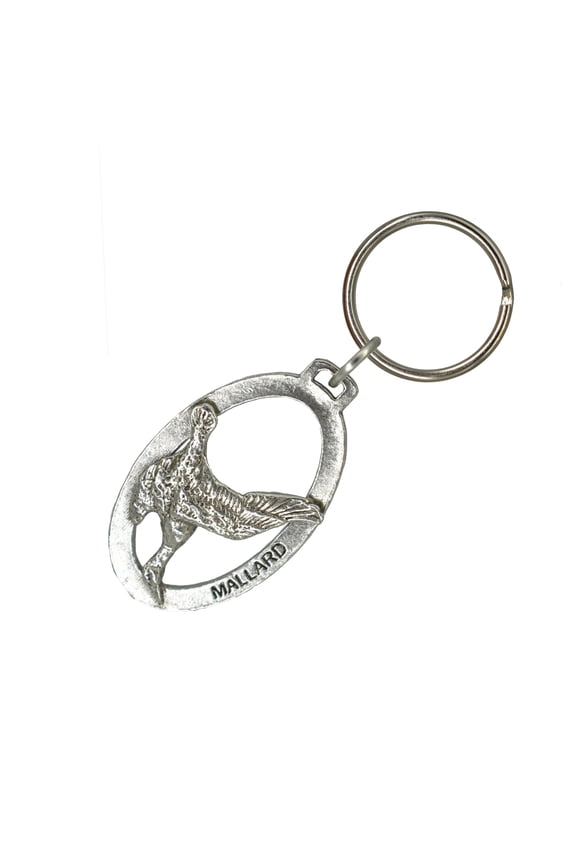 Mallard Keychain, Duck, Birds, Bird, B004KC Key Fob, Key Ring, Keys, Zipper Pull, Luggage Tag, Pewter, Backpack, Over 300 Keychains Designs, Handmade in the USA