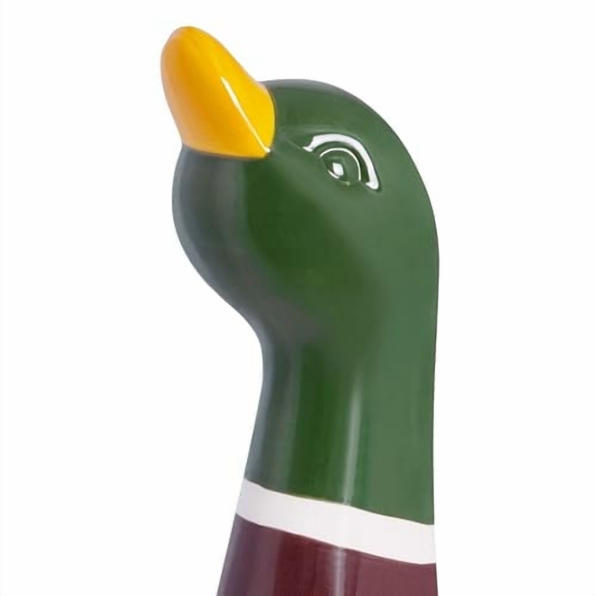 Mallard Duck Toilet Brush Holder Set - Ceramic Novelty Duck With White Plastic Brush