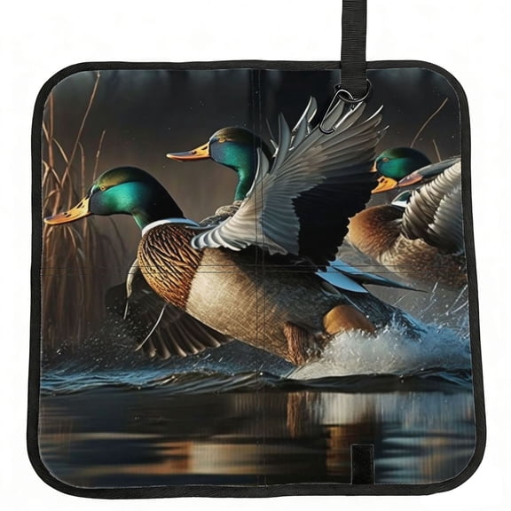 Mallards Duck Cool Hunting Foldable Seat Cushion for Bleachers, Stadium Seats, Camping & Outdoor Events, Portable Lightweight Pad with Carabiner
