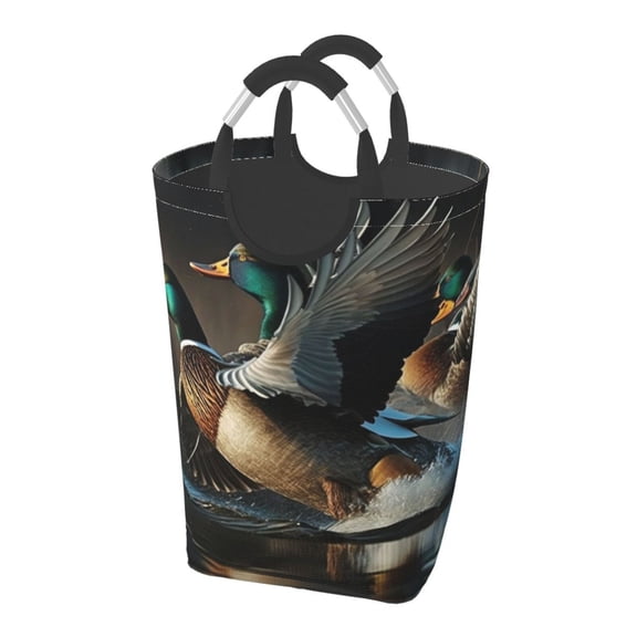 Mallards Duck Cool Hunting Laundry Bag with Handle - Foldable Dirty Clothes Hamper Collapsible Storage Bin