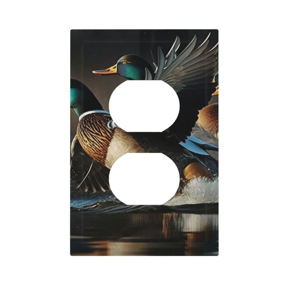 Mallards Duck Cool Hunting Light Switch Cover Decorator Duplex Wall Plate 1-Gang Receptacle Outlet Decor