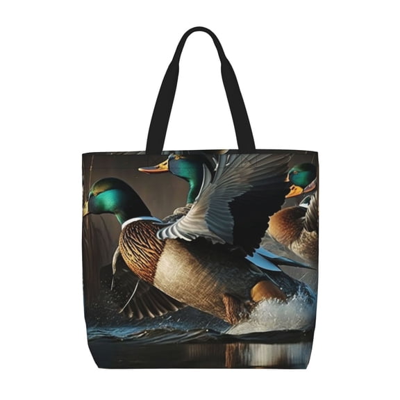 Mallards Duck Cool Hunting Tote Bag Reusable Shoulder Handbag Top Handle Purse for Shopping Work