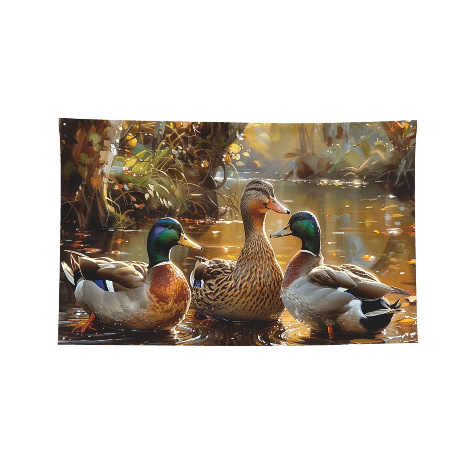 Mallards Duck Cute Hunting Art Four Hole Decorated Banner Flag for Garden Yard Home Decoration Indoor Outdoor 4x6 Ft