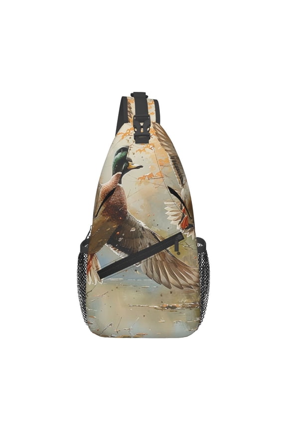 Mallards Duck Cute Hunting Vintage Sling Backpack Shoulder Chest Crossbody Bag Causal Travel Hiking Daypack