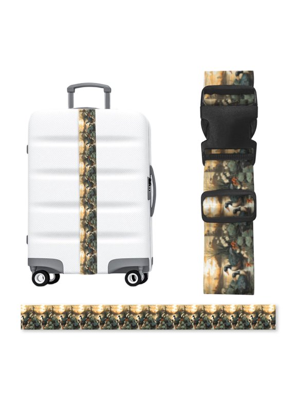 Mallards Duck Hunting Art Vintage Adjustable Luggage Strap, 2-Inch Wide Heavy-Duty Suitcase Belt, Buckle Travel Bag Securing Band