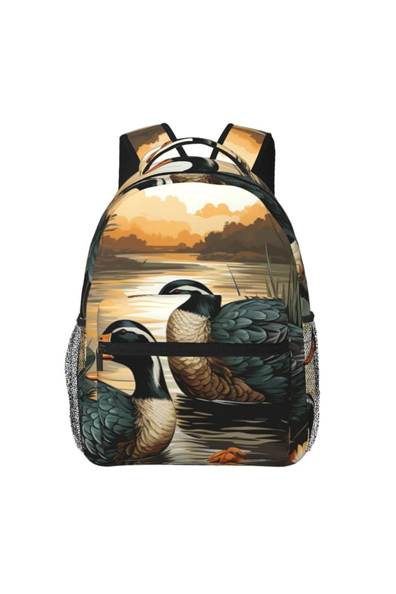 Mallards Duck Hunting Art Vintage Laptop Backpack Travel Rucksack for Teens Adults, Fits 15-inch Notebook