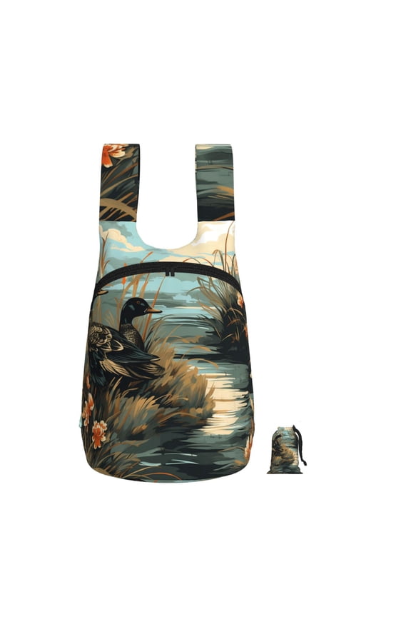 Mallards Duck Hunting Graphic Foldable Storage Backpack Lightweight Packable Travel Daypack for Shopping Commuting Hiking