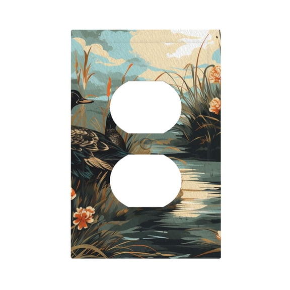 Mallards Duck Hunting Graphic Light Switch Cover Decorator Duplex Wall Plate 1-Gang Receptacle Outlet Decor