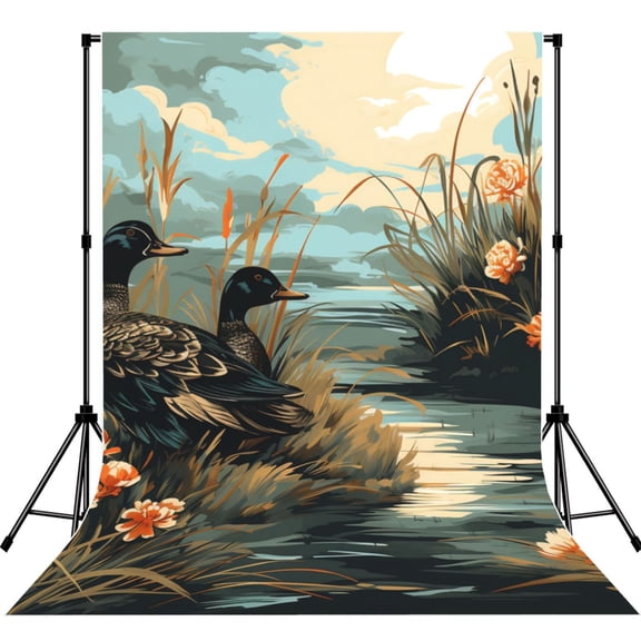 Mallards Duck Hunting Graphic Photography Backdrop 5x7Ft Background for Photo Studio Video Recording Birthday Party Wedding Home Decor