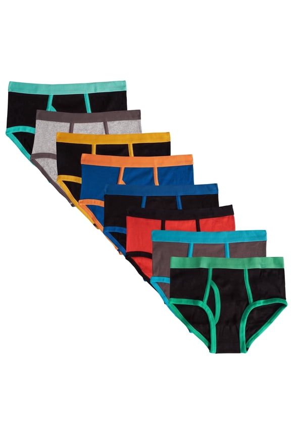 8 Pack Basics Multicolored Elastic Briefs L