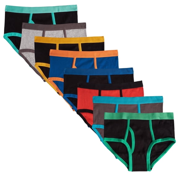 Mallary by Matthew 8 Pack Basics Multicolored Elastic Briefs L