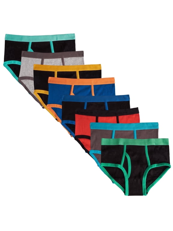 8 Pack Basics Multicolored Elastic Briefs M