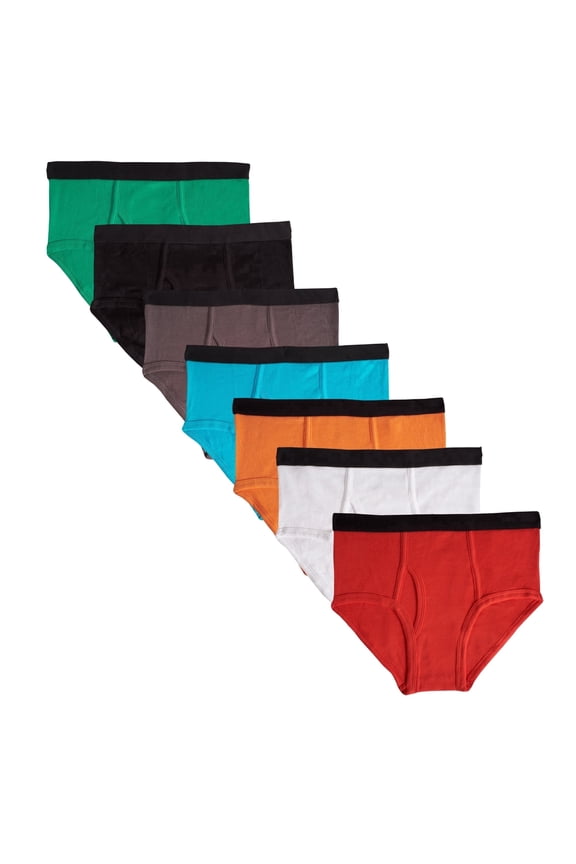 8 Pack Multicoloured Basics Black Elastic Briefs M