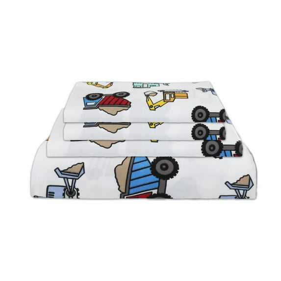 Mallary by Matthew Kids Super Soft-Soft 100% Microfiber Print Sheet, Trucks Print, Queen