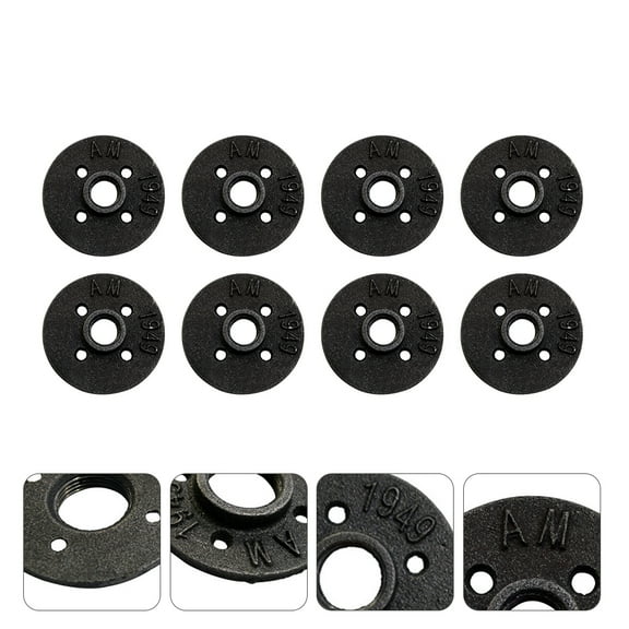 Toyandona Industrial Pipe Shelf Brackets Floor Flange Malleable Iron 8 Pcs for Furniture