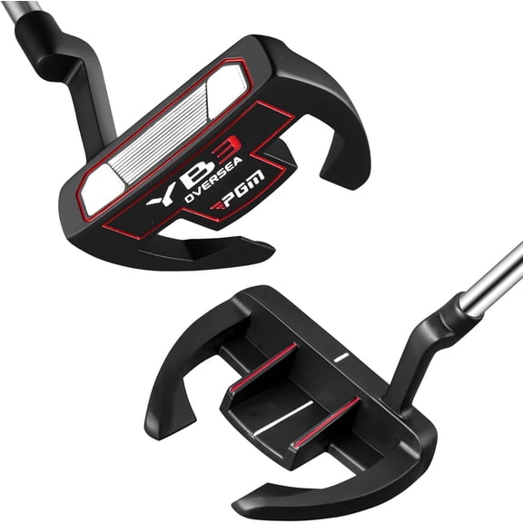 Mallet Putter with Alignment Guide and Stepped Shaft for Right or Left Handed Use 34 Inch