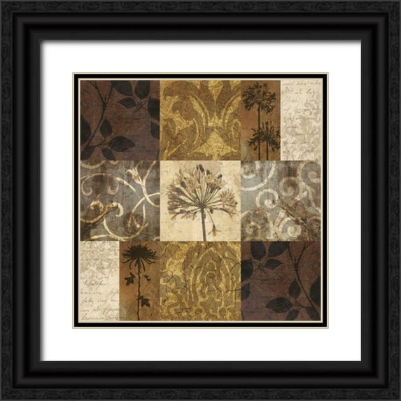 Mallett, Keith 12x12 Black Ornate Wood Framed with Double Matting Museum Art Print Titled - Floral and Still Life Nine Patch