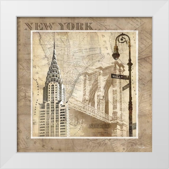 Mallett, Keith 12x12 White Modern Wood Framed Museum Art Print Titled - New York Serenade