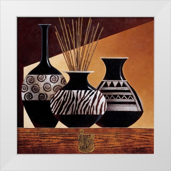 Mallett, Keith 12x12 White Modern Wood Framed Museum Art Print Titled - Patterns in Ebony I