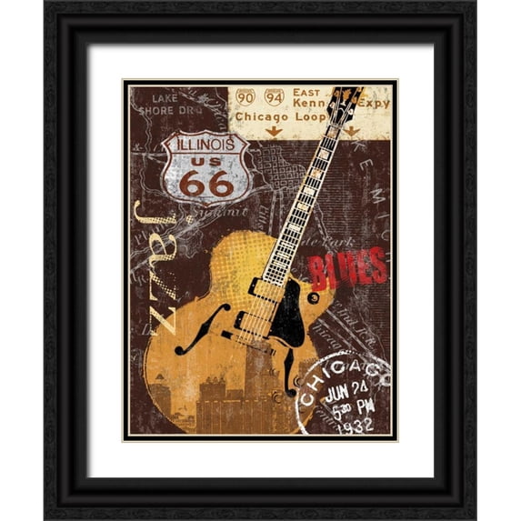 Mallett, Keith 12x14 Black Ornate Wood Framed with Double Matting Museum Art Print Titled - Chi-town