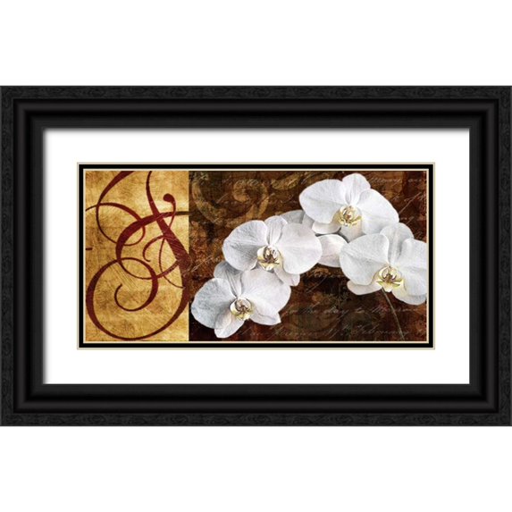 Mallett, Keith 18x11 Black Ornate Wood Framed with Double Matting Museum Art Print Titled - Moonlit Orchids
