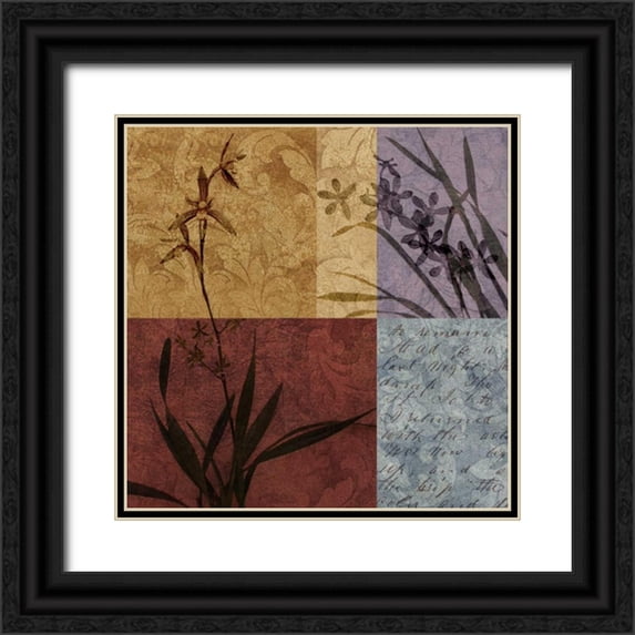Mallett, Keith 26x26 Black Ornate Wood Framed with Double Matting Museum Art Print Titled - Floral and Still Life Refrain I