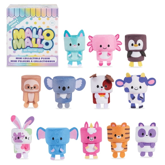 MalloMallo Mini Collectible Plush Blind Box, 3-Inch Mystery Stuffed Animal, Ages 3+