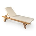thumbnail image 1 of Mallorca 77.17"x24.61" Modern Classic Adjustable Acacia Wood Chaise Outdoor Lounge Chair with Cushion & Wheels, Light Beige/Natural, 1 of 9