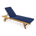 thumbnail image 1 of Mallorca 77.56"x23.62" Modern Classic Adjustable Acacia Wood Chaise Outdoor Lounge Chair with Cushion & Wheels, Navy/Natural, 1 of 9