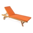 thumbnail image 1 of Mallorca 77.56"x23.62" Modern Classic Adjustable Acacia Wood Chaise Outdoor Lounge Chair with Cushion & Wheels, Orange/Natural, 1 of 9