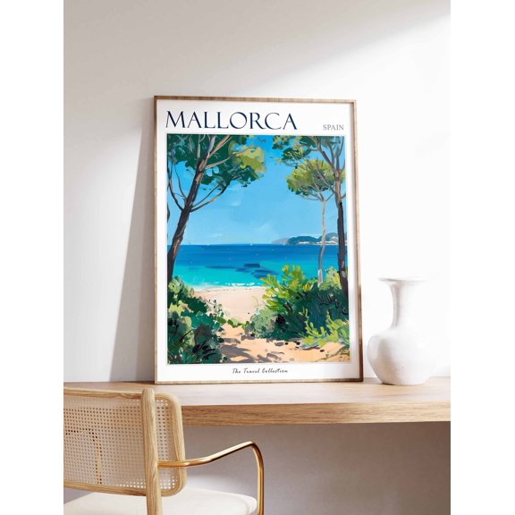 Mallorca Beach Print Spanish Coastal Travel, Unframed Paper Print