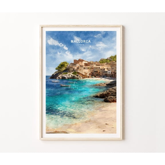 Mallorca Spain Balearic Islands Mediterranean Beach Wall Art, Unframed Paper Poster 8x10in