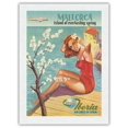 thumbnail image 1 of Mallorca Spain - Island of Everlasting Spring - Iberia Air Lines - Vintage Airline Travel Poster c.1950s - Japanese Unryu Rice Paper Art Print (Unframed) 18 x 24 in, 1 of 4