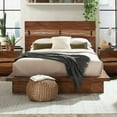 thumbnail image 1 of Eastern King Mahogany Wood Platform Bed with Smoky Walnut Finish for Master Bedroom, 1 of 5