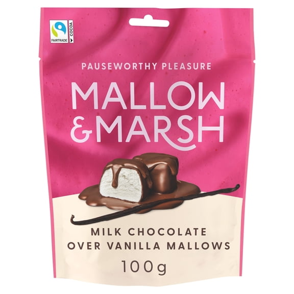 Mallow & Marsh Milk Chocolate Over Vanilla Mallows 100g, Imported from Britain