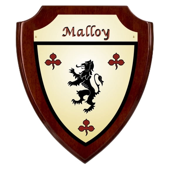 Malloy Irish Coat of Arms Shield Plaque - Rosewood Finish