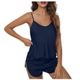 thumbnail image 1 of 2 Piece Summer Outfits for Women 2 Piece Spring Sets for Women Clothing Set Female Round Neck Sleeveless Tops Pants Sets Cargo Pant Style S_420 Women's Tracksuits Navy S, 1 of 5