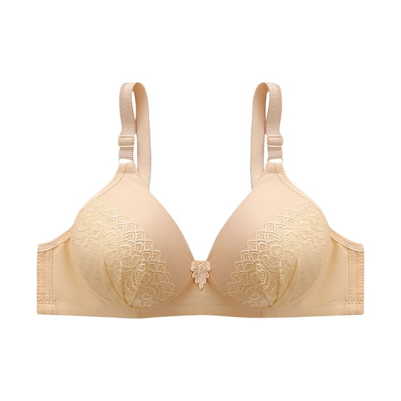 Backless Strapless Bra Women No Underwire Bra Feature V-Neck Training Bra Style W-1313 Hook and Eye Closure Bra No Underwire Beige 40