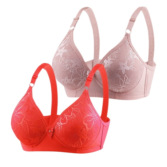 Bandeau Bra for Women Girls No Underwire Bra Feature V-Neck T-Shirt Bra Style W-414 Red M