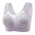 thumbnail image 1 of Bandeau Bra for Women Girls No Underwire Bra Feature V-Neck Wire-Free Bra Style W-324 Hook and Eye Closure Front Closure Bras Purple 38, 1 of 8