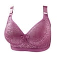 thumbnail image 1 of Bra for Backless Dresses Women Embroidered Glossy Comfortable Breathable Bra Underwear No Underwire V-Neck Seamless Bra Feature Hook and Eye Closure Wire-Free Bra Style Y-366 , Purple L, 1 of 7