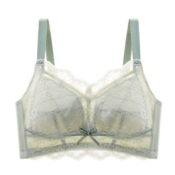 Bra for Backless Dresses Women Ladies Comfortable Breathable No Underwire Lace Push up Bra Underwear V-Neck Full-Coverage Bra Feature Hook and Eye Closure Push-up Bra Style Y-588 , Green 42